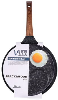 Patelnia do jajek Vilde Black & Wood granitowa na 4 otwory 26 cm (5904316465087)