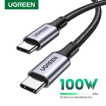 Кабель Type-C UGREEN US316 для швидкого заряджання iPhone 17 16 15 MacBook iPad Pro PD100W 5A 0.5m Black (20478)