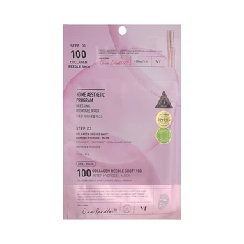 Двухэтапная гидрогелевая маска для лица с коллагеном и спикулами VT Collagen Reedle Shot 100 2-Step Mask, 1 шт * 33 г + 1,5 г