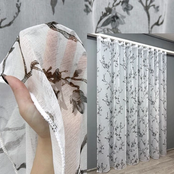 Тюль VR-Textil 1863т Flora Батист Білий з чорним 300х270 см (42-0825)