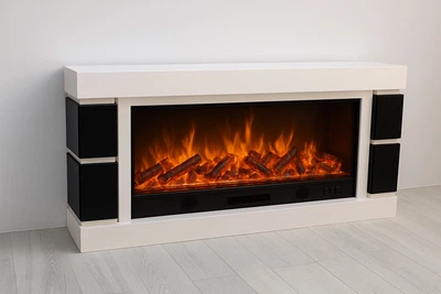 Электрический камин Logos Long 158 1500Вт Bluetooth звук потрескивания дров White with black (10080146)