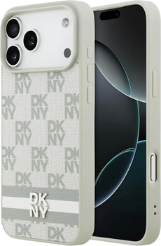Панель DKNY Checkered with Printed Stripes для Apple iPhone 17 Pro Max Beige (3666339545789)