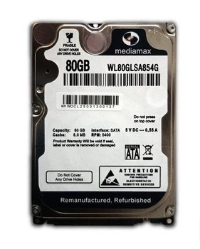 Накопитель HDD 2.5" SATA 80GB Mediamax 5400rpm 8MB (WL80GLSA854G) - Refubrished