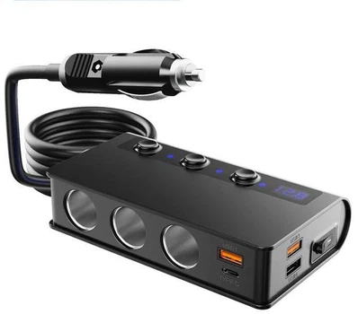 Разветвитель прикуривателя для авто 12-24 вольт на 3 гнезда usb, Type с 180 Вт