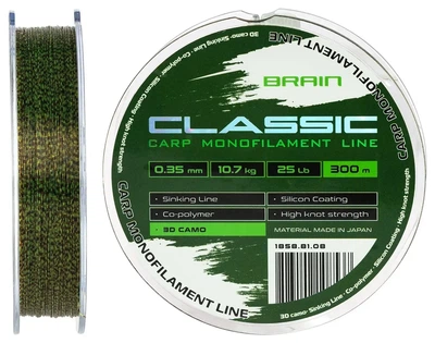 Волосінь коропова Brain Classic Carp Line 3D (camo) 300m 0.35mm 25lb 10.7kg