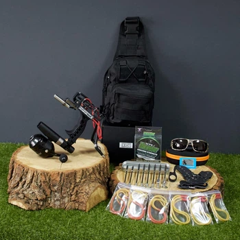Рогатка DEXT Laser Flash Набор для Рыбалки JG25 PRO Maximum Боуфишинг с катушкой и гарпунами Bowfishing