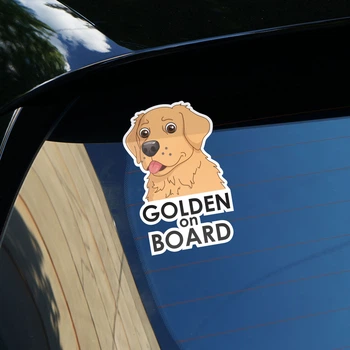 Стикер на авто с Голден Ретривером Golden Retriever on board, наклейка собака в машине Бежевый