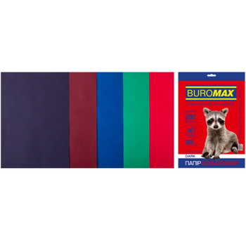 Папір офісний кольоровий A4 80г/м 20л DARK 5цв BUROMAX