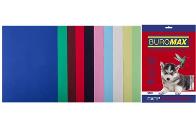 Папір офісний кольоровий A4 80г/м 10цв 20л DARK+PASTEL BUROMAX