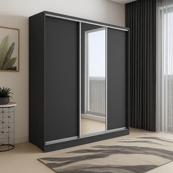 Шафа купе Mebel Star трьохдверна дзерколо 150*240*60 Антрацит
