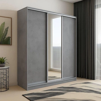 Шафа купе Mebel Star трьохдверна дзерколо 180*240*60 Бетон