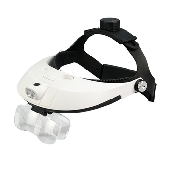 Бинокулярная лупа-очки налобная MG81001-H с 2LED 5линз 1X/1.5X/2X/2.5X/3.5X - 3Х/4Х/4.5X/5X/5.5Х/6Х White-Black