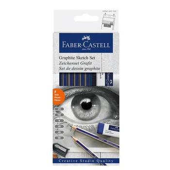 Набір чорнографітних олівців Faber-Castell, 6 штук + гумка + точилка, картонна коробка