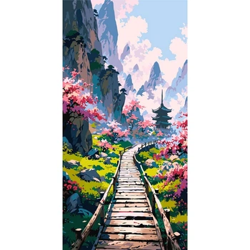 Картина по номерам Оригами Таинственный японский сад, 40x80 см (LW5169)