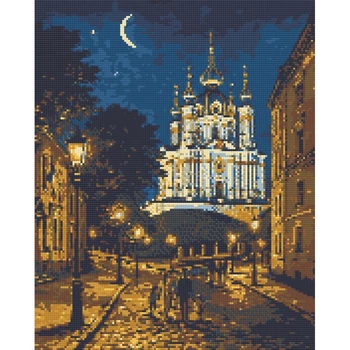 Алмазная мозаика по номерам Оригами Вечерний Киев, 40x50 см (OD3473)