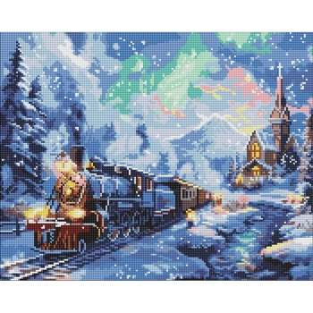 Алмазна мозаїка за номерами Идейка Святковий потяг, 40x50 см (AMO8102)