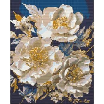 Алмазна мозаїка за номерами Орігамі Білі півонії, 40x50 см (OD30410)