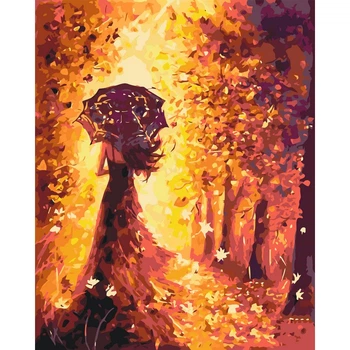 Картина по номерам Оригами Девушка в осеннем лесу, 40x50 см (LW3062)