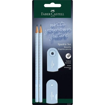 Набір Faber-Castell Sketch Set: 2 чорнографітних олівця + гумка + точилка, блакитний