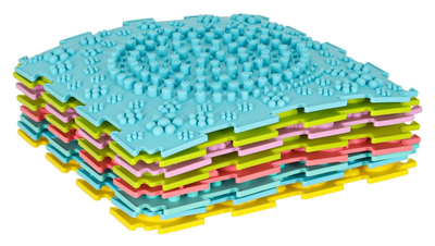 Mata puzzle KIK sensoryczna Montessori do masażu stóp 8 elementów pastelowe KX3172 (5903039765696)