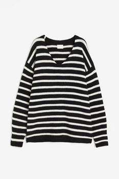 Жіночий пуловер H&M 211524-2 XS(160/80) чорно-білий (2115240002)
