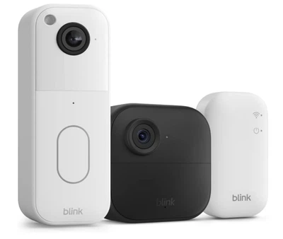 Панель виклику Blink Video Doorbell + Sync Module + 1 камера Blink Outdoor 4 (4th Gen) - HD-відео, сповіщення про рух і дзвінок, сумісна з Alexа, бездротове з'єднання - White