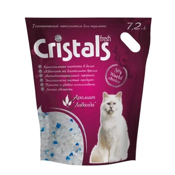 Наповнювач силікагелевий для котячого туалету з лавандою 7,2 л CRISTALS Fresh
