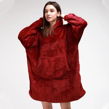 Плед-толстовка HUGGLE HOODIE 80х100 см с капюшоном бордовый (6598-7102)