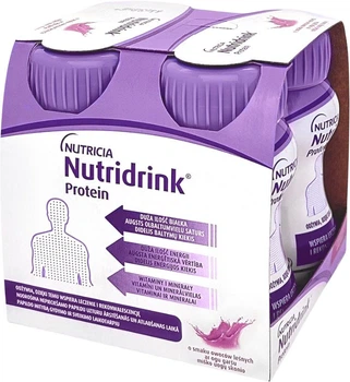 Ентеральне харчування Nutricia Nutridrink Protein Berries зі смаком лісових ягід з високим вмістом білка та енергії 4 шт х 125 мл (8716900570353)