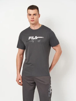 Футболка бавовняна довга чоловіча Fila FAM1126-80015 S Темно-сіра (4067777248222)