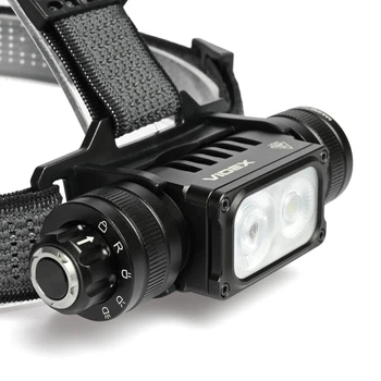 Налобный светодиодный фонарь VIDEX VLF-H066A 2000 Лм | SPOT + FLOOD, красный свет, USB-C, IP67, аккумулятор 18650
