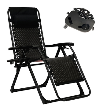 Раскладное кресло шезлонг LEOBRO Zero Gravity Premium Brown Rattan (LB-ZGC-G2-RB)
