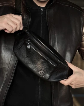 Чоловіча шкіряна бананка LEGESSY URBAN SORENTO BLACK