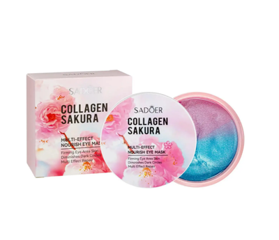 Гідрогелеві патчі під очі SADOER Collagen Sakura Multi-Effect зволожувальні, поживні 60 шт (6973098892687)
