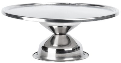 Patera na tort Excellent Houseware stalowa na nóżce Srebrzysta 33 cm (8711295929779)