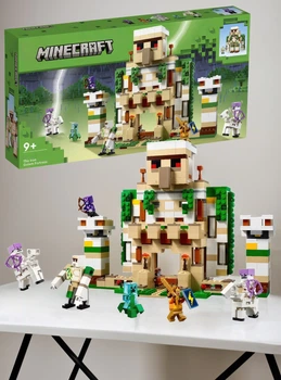 Конструктор детский Minecraft Крепость Железный Голем игровая крепость майнкрафт набор из кубиков и фигурок героев и животных 998 деталей с домиком и аксессуарами развивающий для мальчиков и девочек OnePro 70947