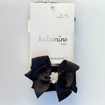 Дитячі бавовняні колготки Katamino ажурні з бантами Чорні 122-128 / 7-8 років