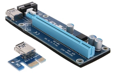 Райзер Ewell Riser Card PCI-E 1X to 16X, USB3.0 кабель 60 см, ver.006 (EW067)