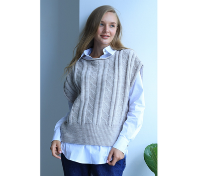 Женский вязаный жилет с косами NITA MKLN2500 - 50/52, Молочний