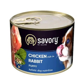 Корм вологий Savory Dog All breeds Puppy для цуценят з кроликом та куркою 200 г (4820232630570)