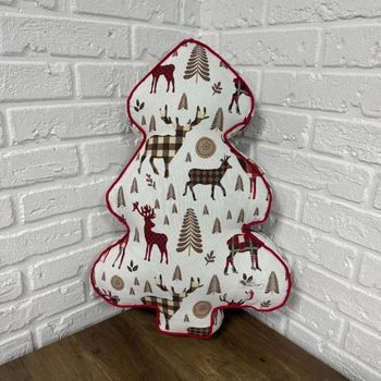 Подушка новогодняя Елка X-mas Red Deer 45х60 см белая