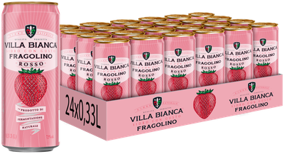 Упаковка Сидру Villa Bianca Fragolino Rosso ж/б 7.5% 0.33 л х 24 шт (4820002712994)