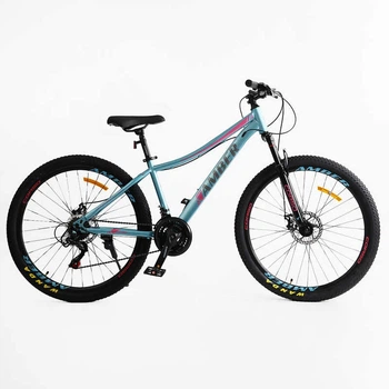 Велосипед Спортивный 27.5 дюймов Corso Amber MB-811 оборудование Shimano стальная рама 15 дюймов 21 скорость. Blue and Pink (177331)