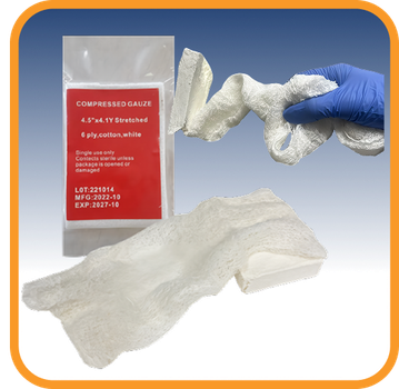 Бинт для тампонады Compressed Gauze 4,5" х 4,1 yards (11,43 см х 3,75 метра)