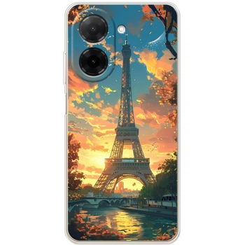 Силиконовый Чехол с Картинкой для Xiaomi Poco C71 Принт (Париж, Эйфелева Башня) (67911-ysm037)