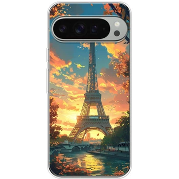 Силиконовый Чехол с Картинкой для Google Pixel 10 Pro XL Принт (Париж, Эйфелева Башня) (67438-ysm037)