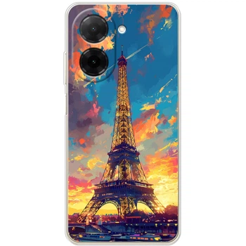Силиконовый Чехол с Картинкой для Xiaomi Poco C71 Принт (Париж, Эйфелева Башня) (67911-ysm038)