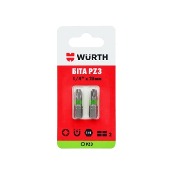 Біта WURTH PZ3 1/4IN L25 мм 2 шт. в блістері (1614176653902)