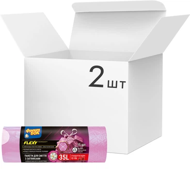 Упаковка пакетів для смiття Фрекен БОК LD Flexy Aroma з затяжкою 51х53 см 35 л 15 шт х 2 пачки Рожеві (16401922)