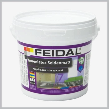 Краска интерьерная Feidal Innenlatex Seidenmatt 7 для стен и потолка шелковисто-матовая белая 1 л